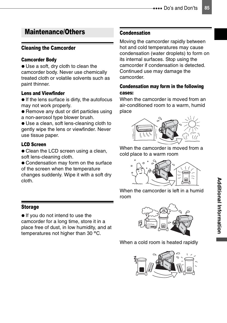 Maintenance/others | Canon DIGITAL VIDEO CAMCORDER MD130 User Manual | Page 85 / 94