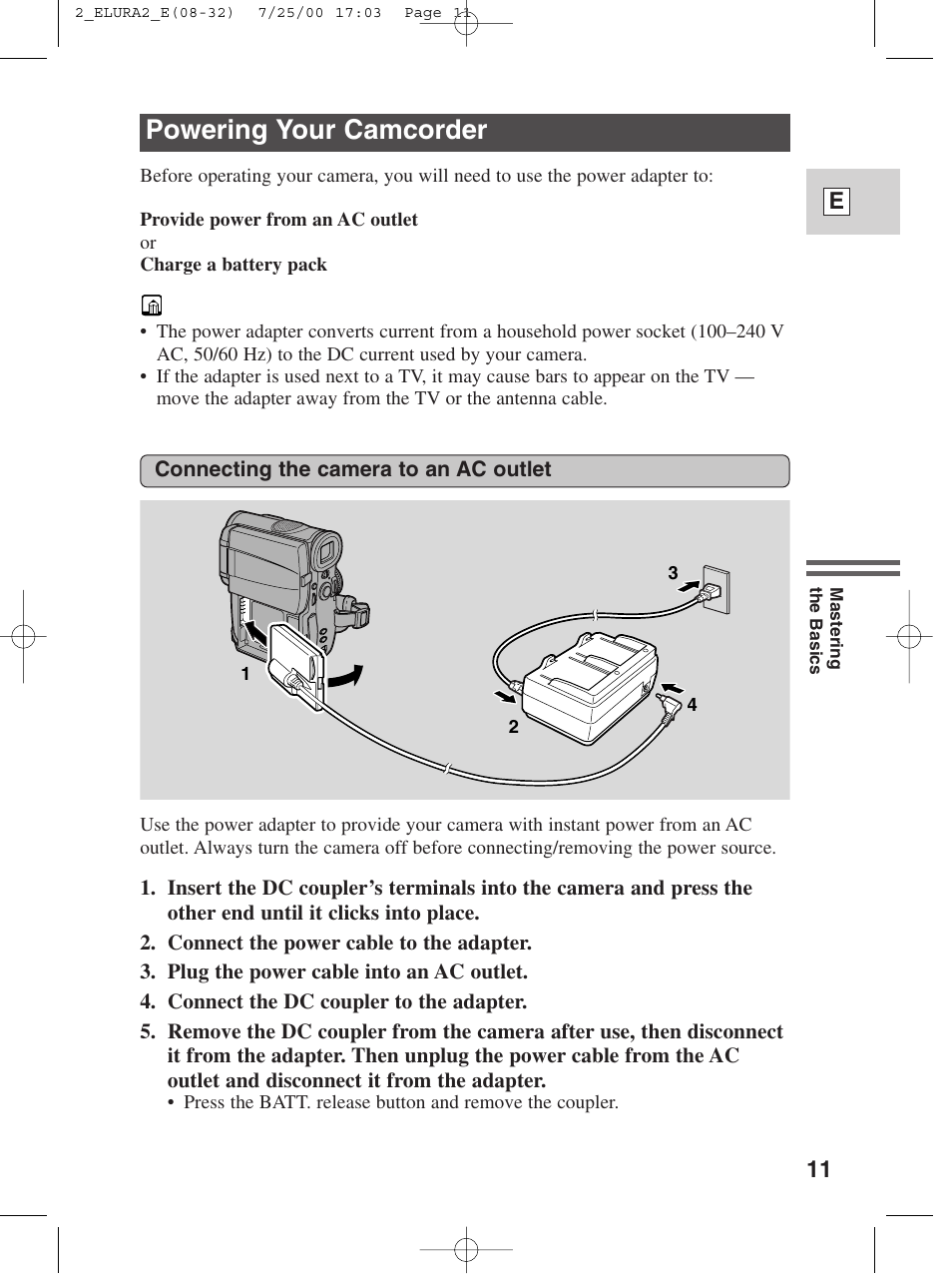 Powering your camcorder | Canon Elura 2 MC User Manual | Page 11 / 147