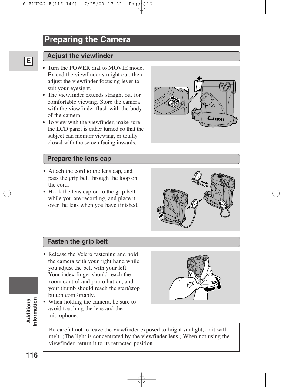 Preparing the camera | Canon Elura 2 MC User Manual | Page 116 / 147