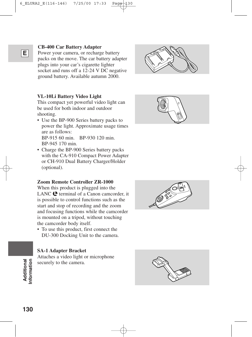 130 e | Canon Elura 2 MC User Manual | Page 130 / 147