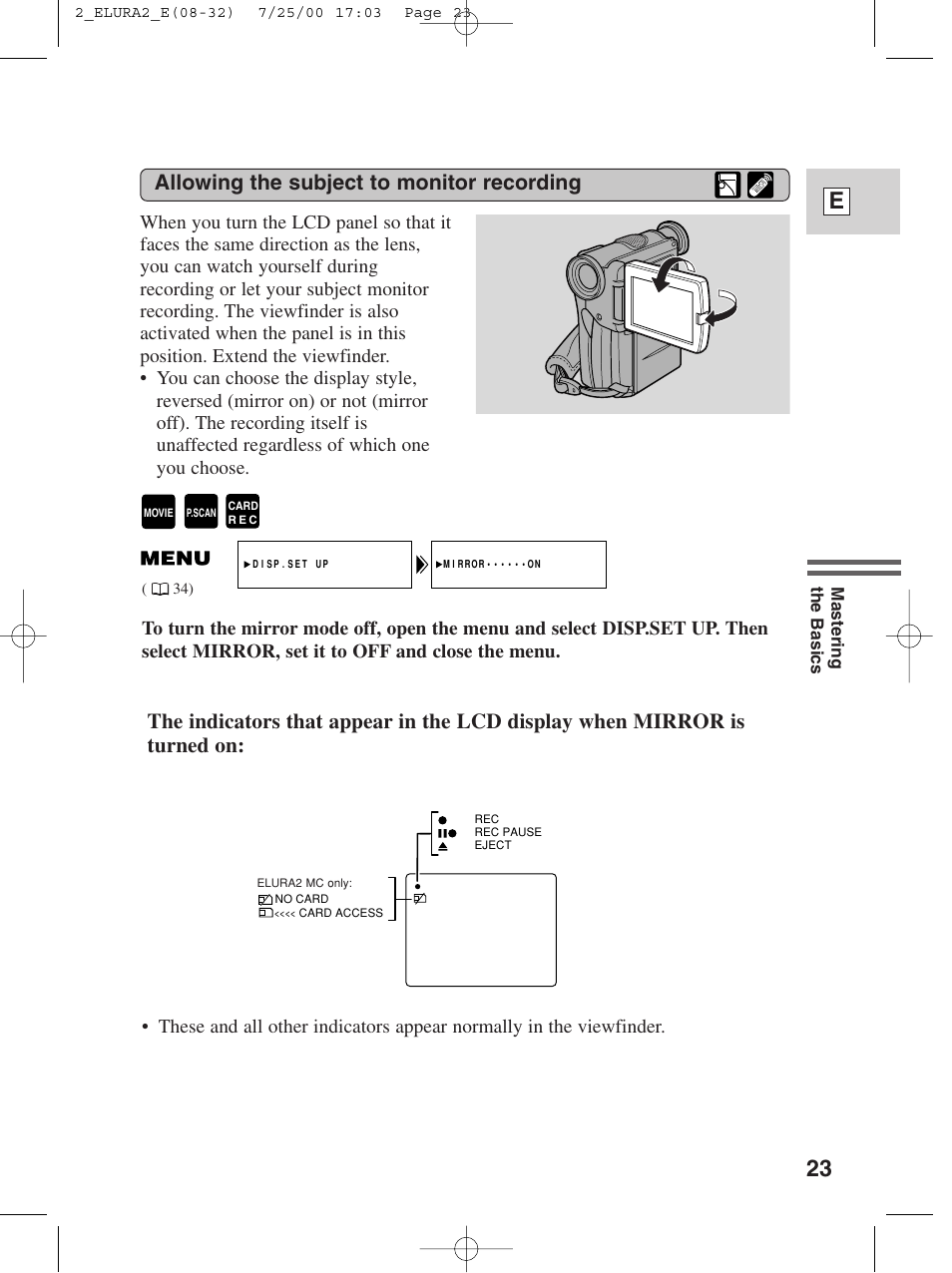 23 e, Allowing the subject to monitor recording | Canon Elura 2 MC User Manual | Page 23 / 147