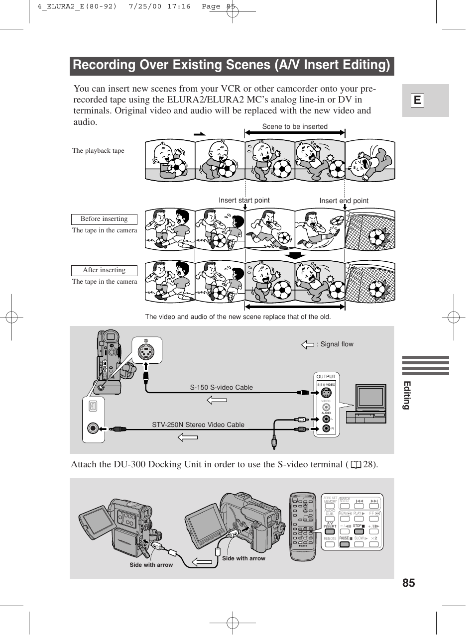 85 e, Editing | Canon Elura 2 MC User Manual | Page 85 / 147