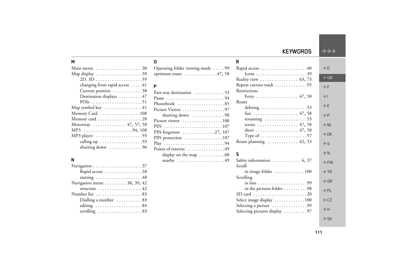 Becker TRAFFIC ASSIST Z200 User Manual | Page 111 / 117