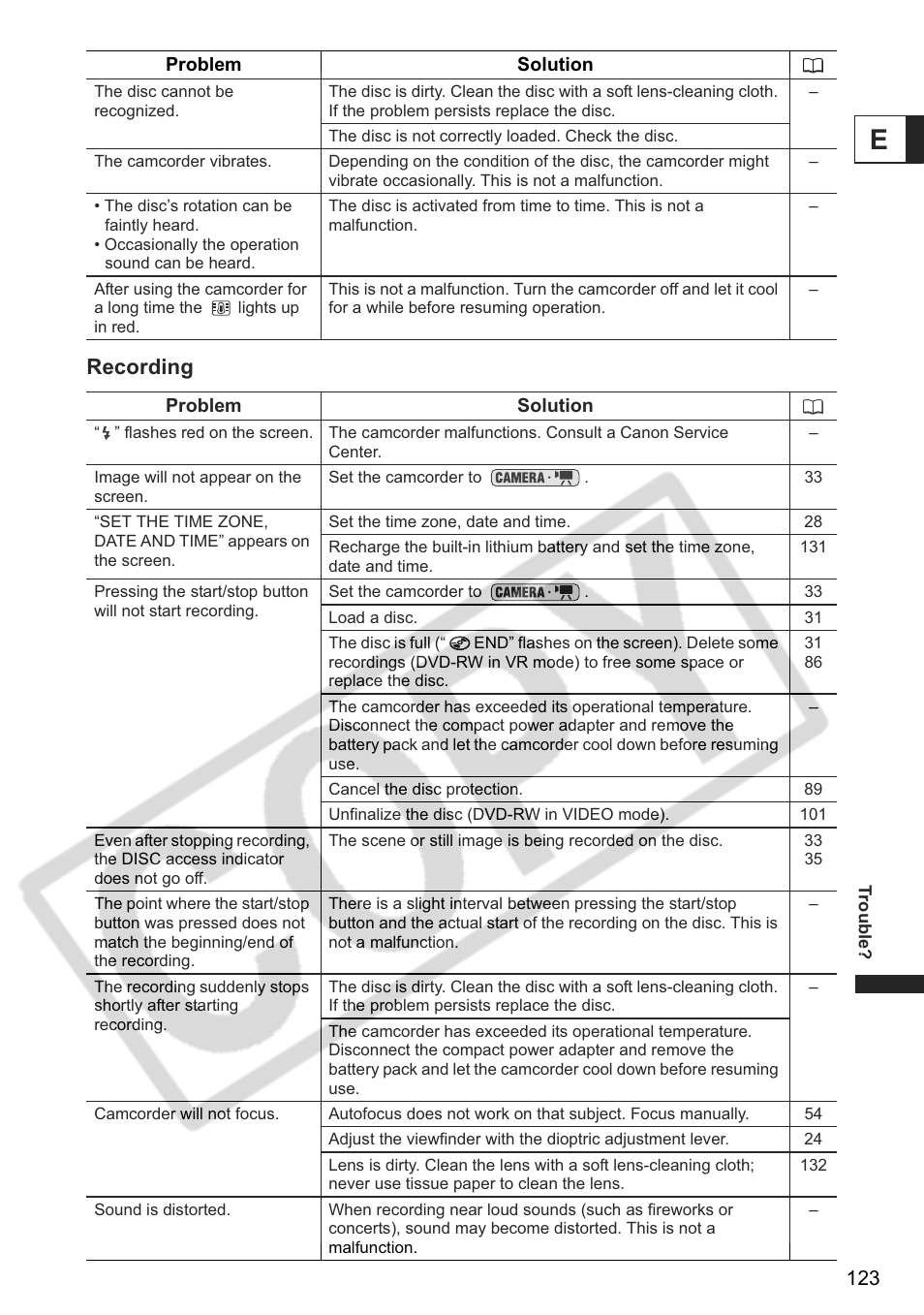 Recording | Canon DC 40 User Manual | Page 123 / 144