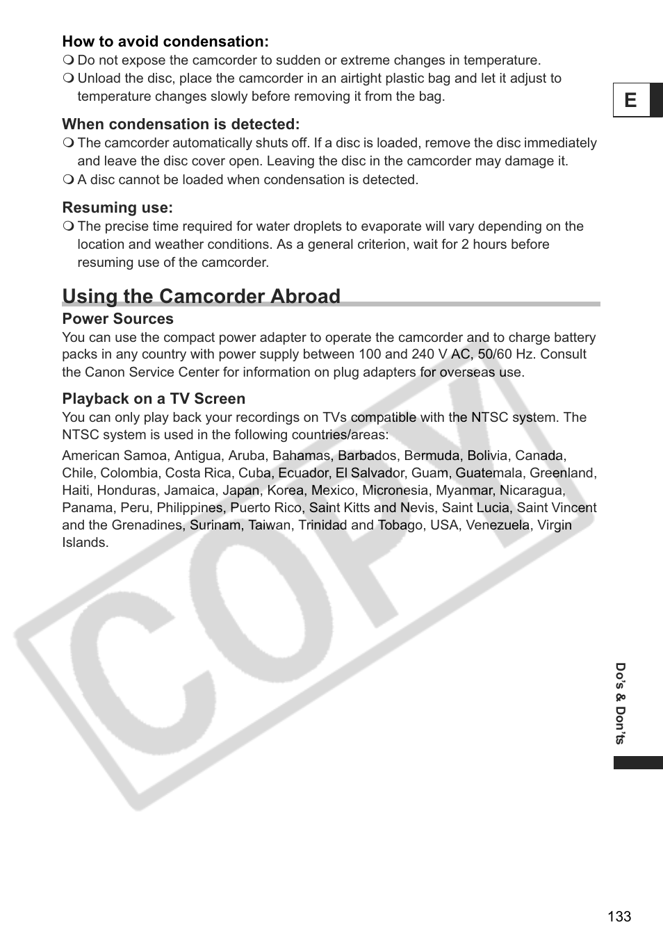 Using the camcorder abroad | Canon DC 40 User Manual | Page 133 / 144