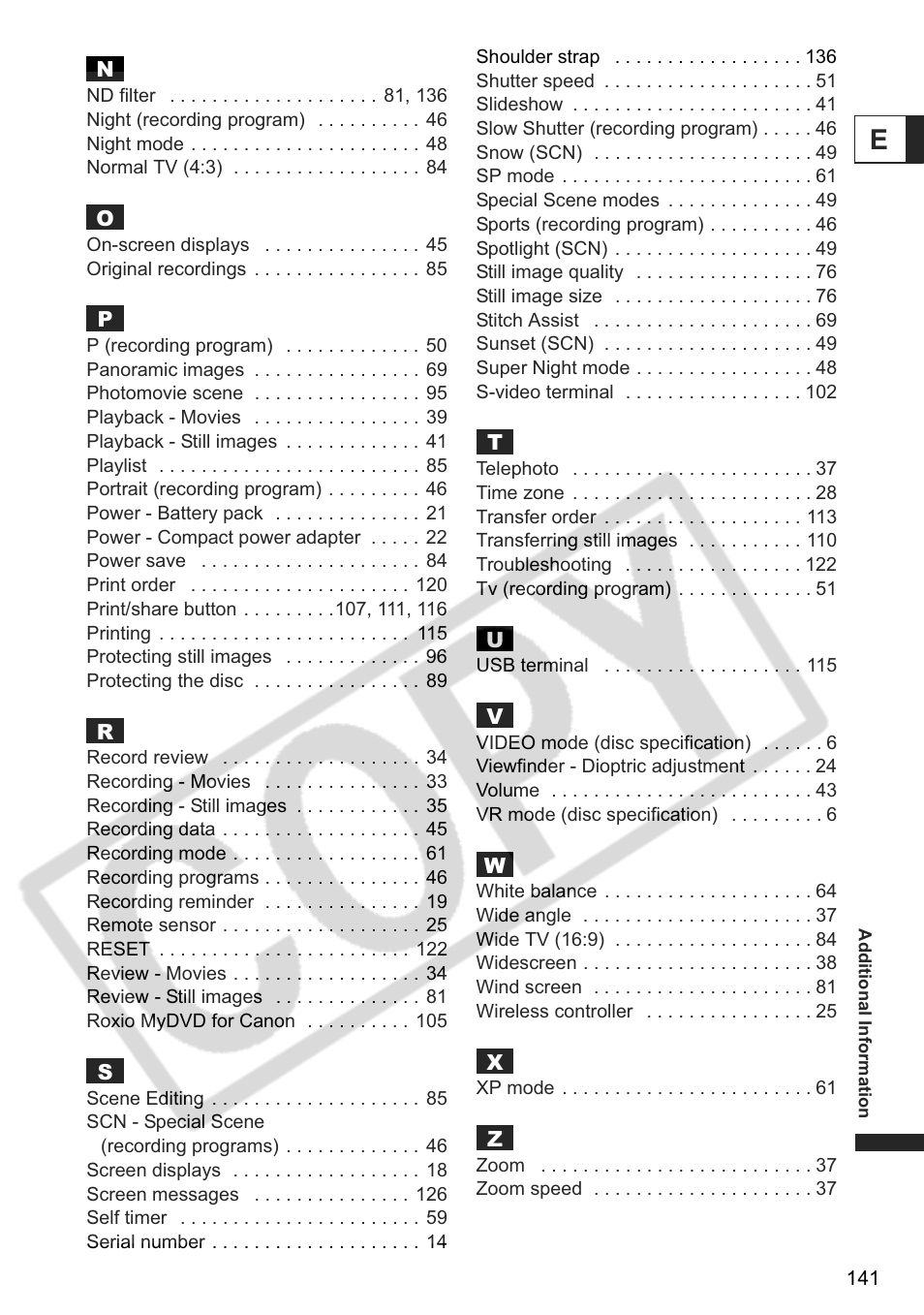 Canon DC 40 User Manual | Page 141 / 144
