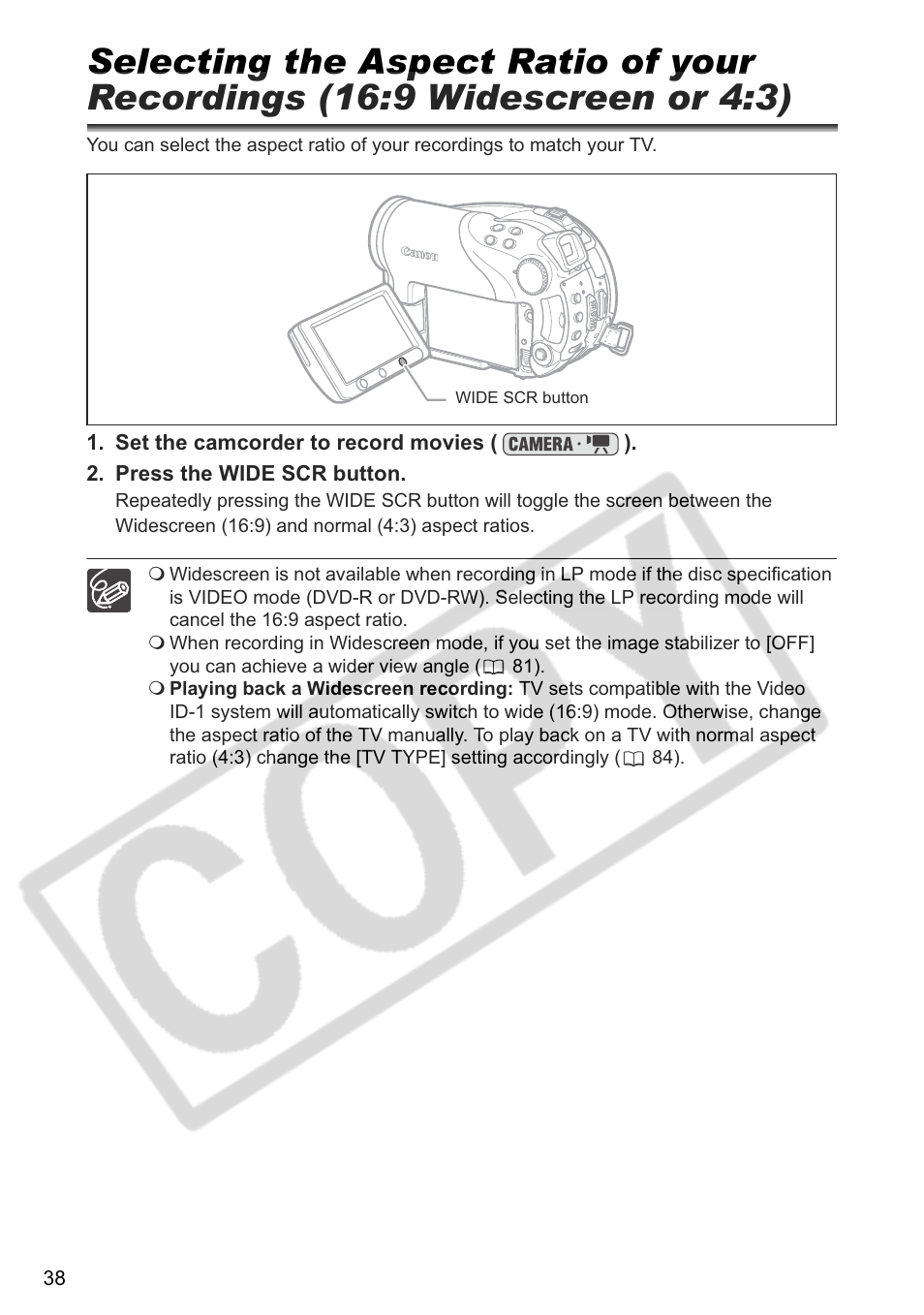 Canon DC 40 User Manual | Page 38 / 144
