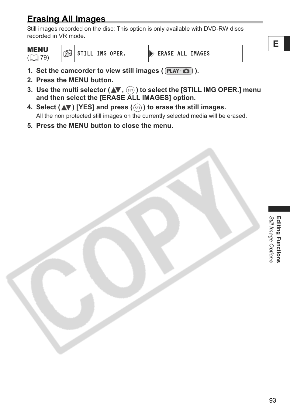 Eerasing all images | Canon DC 40 User Manual | Page 93 / 144