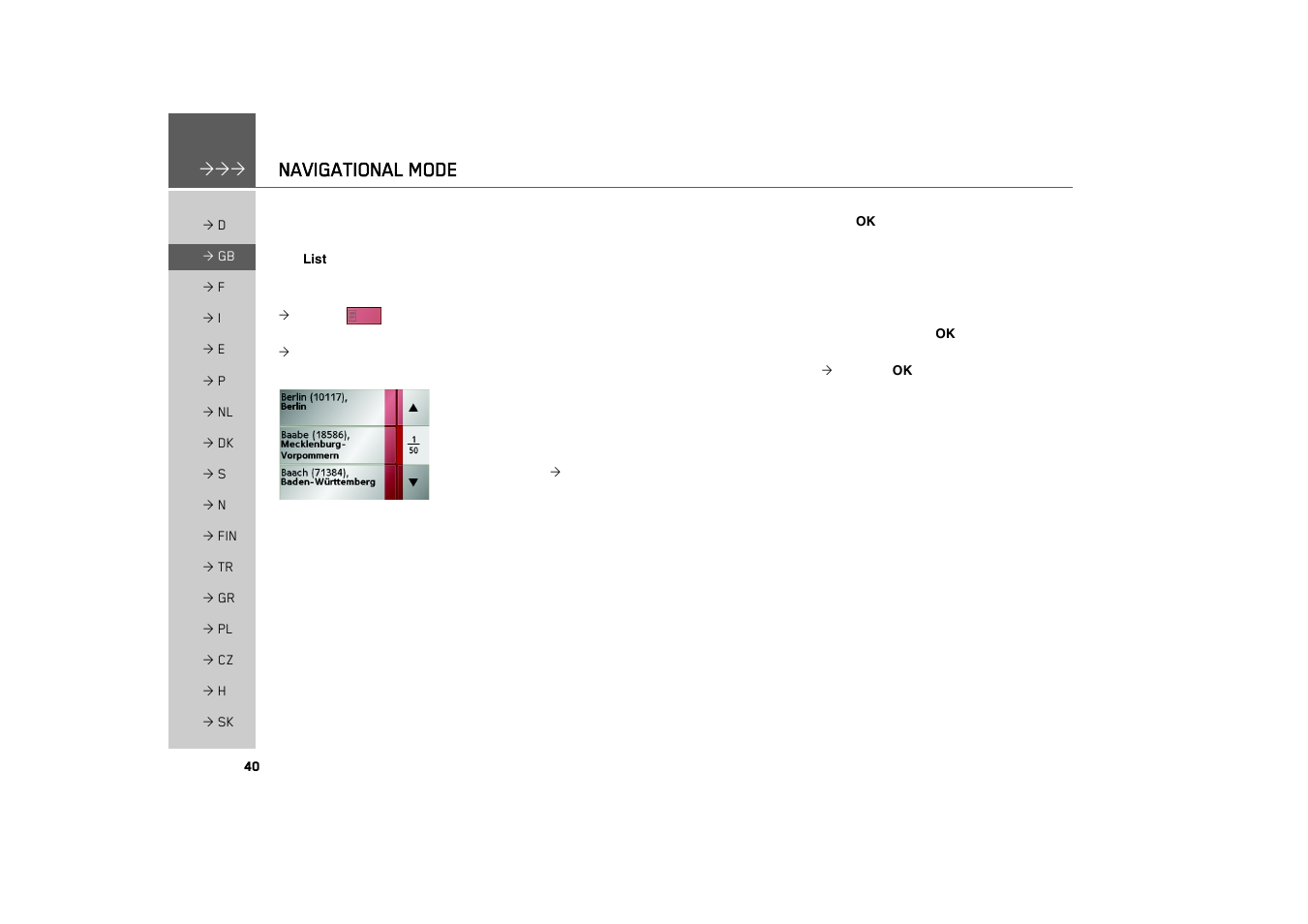Navigational mode | Becker TRAFFIC ASSIST 7926 User Manual | Page 40 / 92
