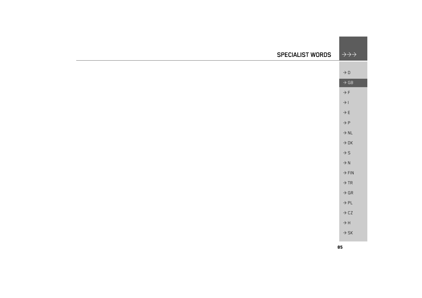 Specialist words | Becker TRAFFIC ASSIST 7926 User Manual | Page 85 / 92