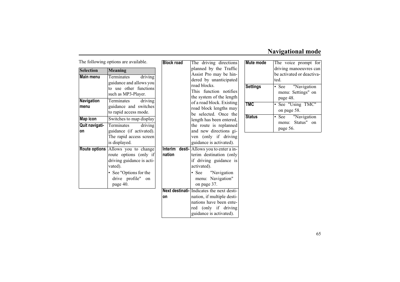 Navigational mode | Becker EDITION TRAFFIC ASSIST PRO 7929 TMC User Manual | Page 65 / 84