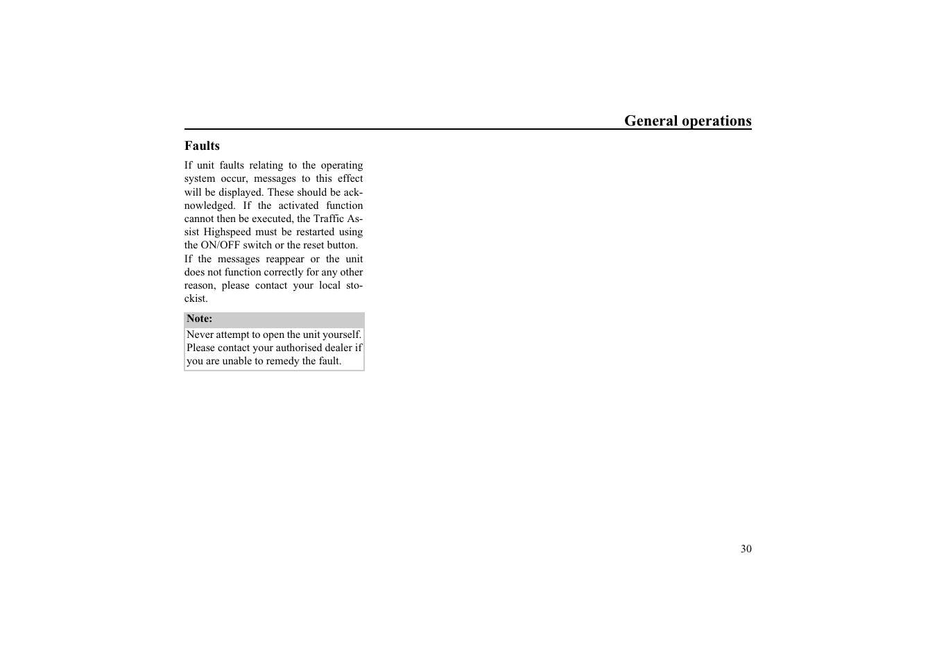 Faults | Becker TRAFFIC ASSIST HIGHSPEED 7934 User Manual | Page 31 / 85