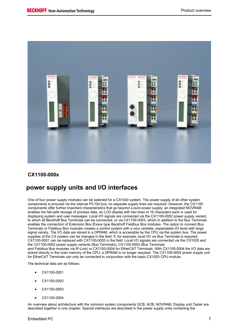 Power supply units and i/o interfaces | BECKHOFF CX1100-000x User Manual | Page 9 / 66