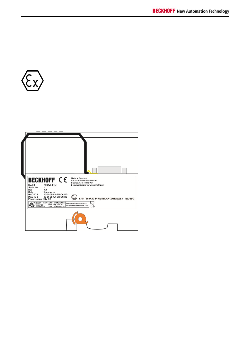2 marking, 3 serial number, 4 module specific documentation | BECKHOFF CX50x0 User Manual | Page 10 / 19