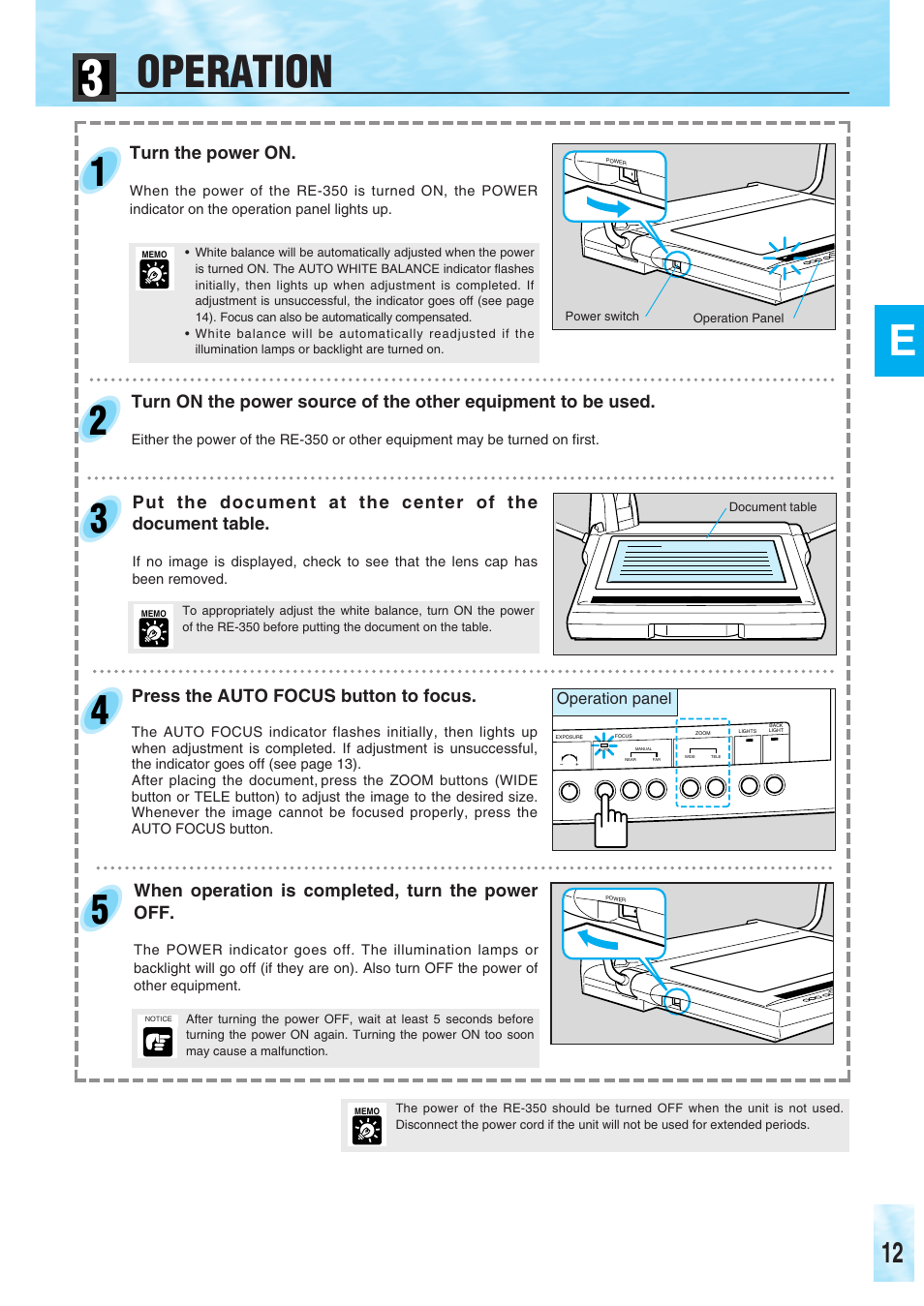 Operation | Canon RE-350 User Manual | Page 13 / 23