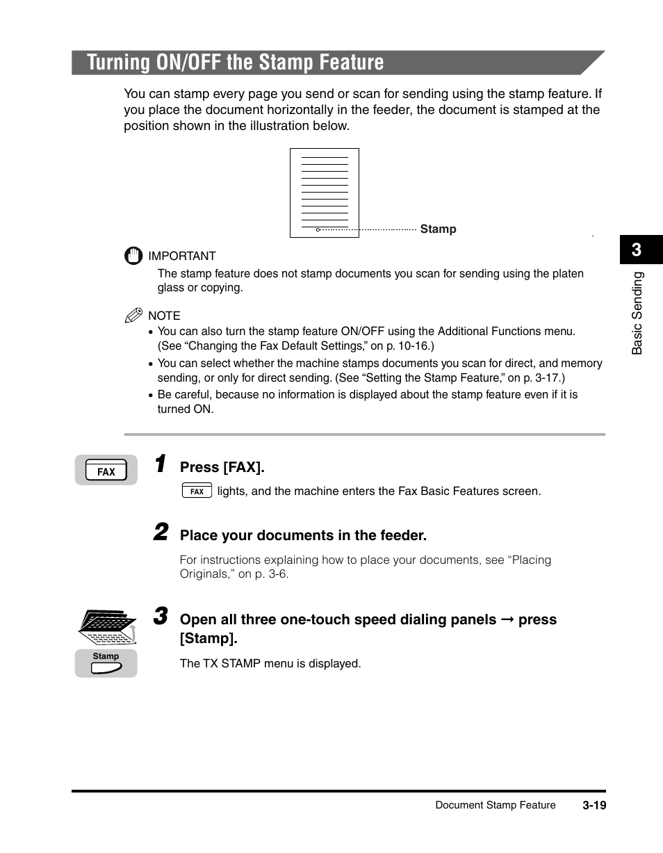 Turning on/off the stamp feature, Turning on/off the stamp feature -19 | Canon IMAGERUNNER 2010F User Manual | Page 102 / 382