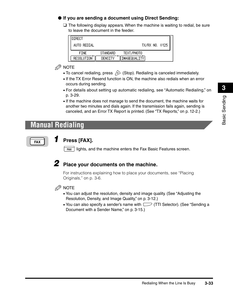 Manual redialing, Manual redialing -33 | Canon IMAGERUNNER 2010F User Manual | Page 116 / 382