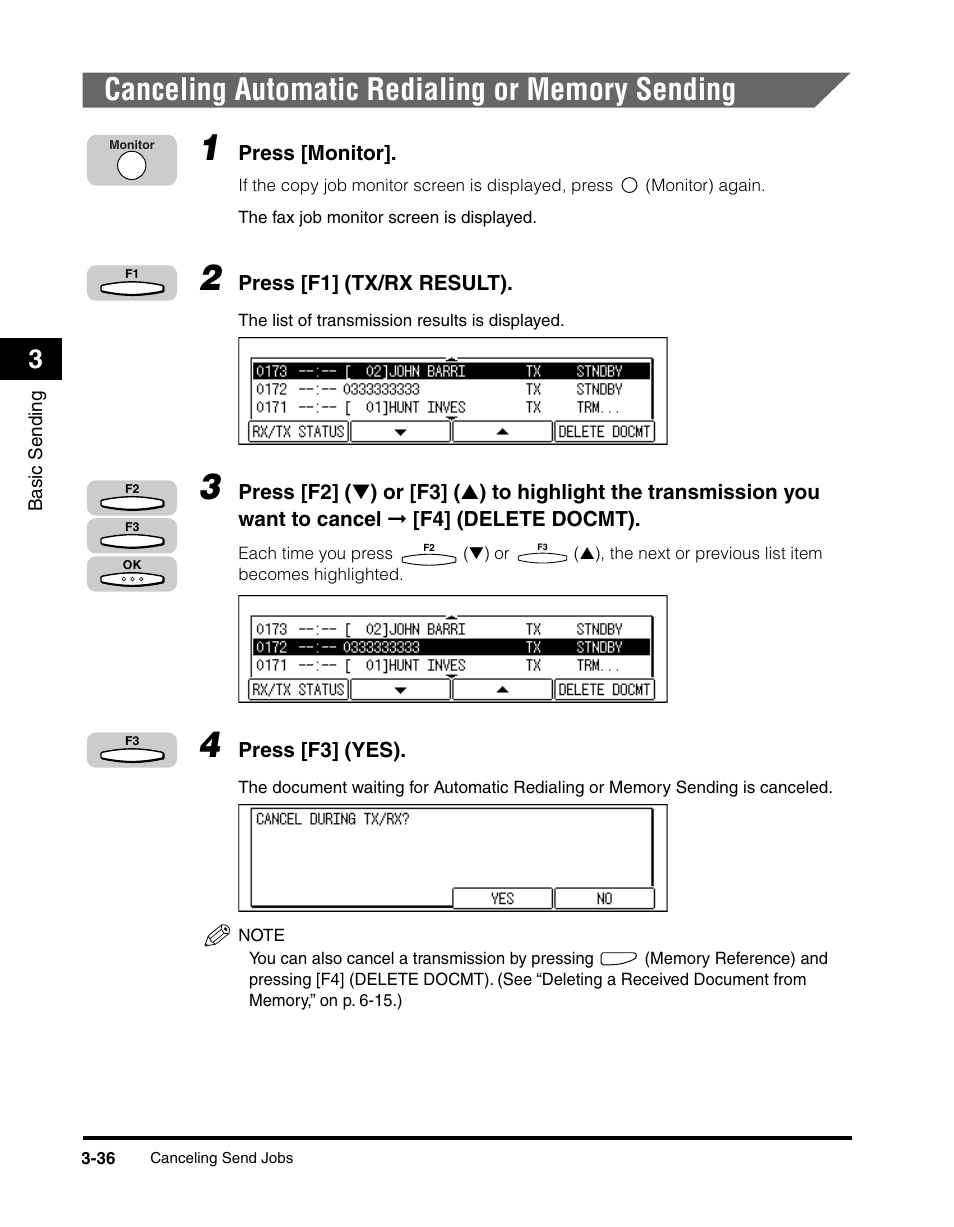 Canceling automatic redialing or memory sending | Canon IMAGERUNNER 2010F User Manual | Page 119 / 382