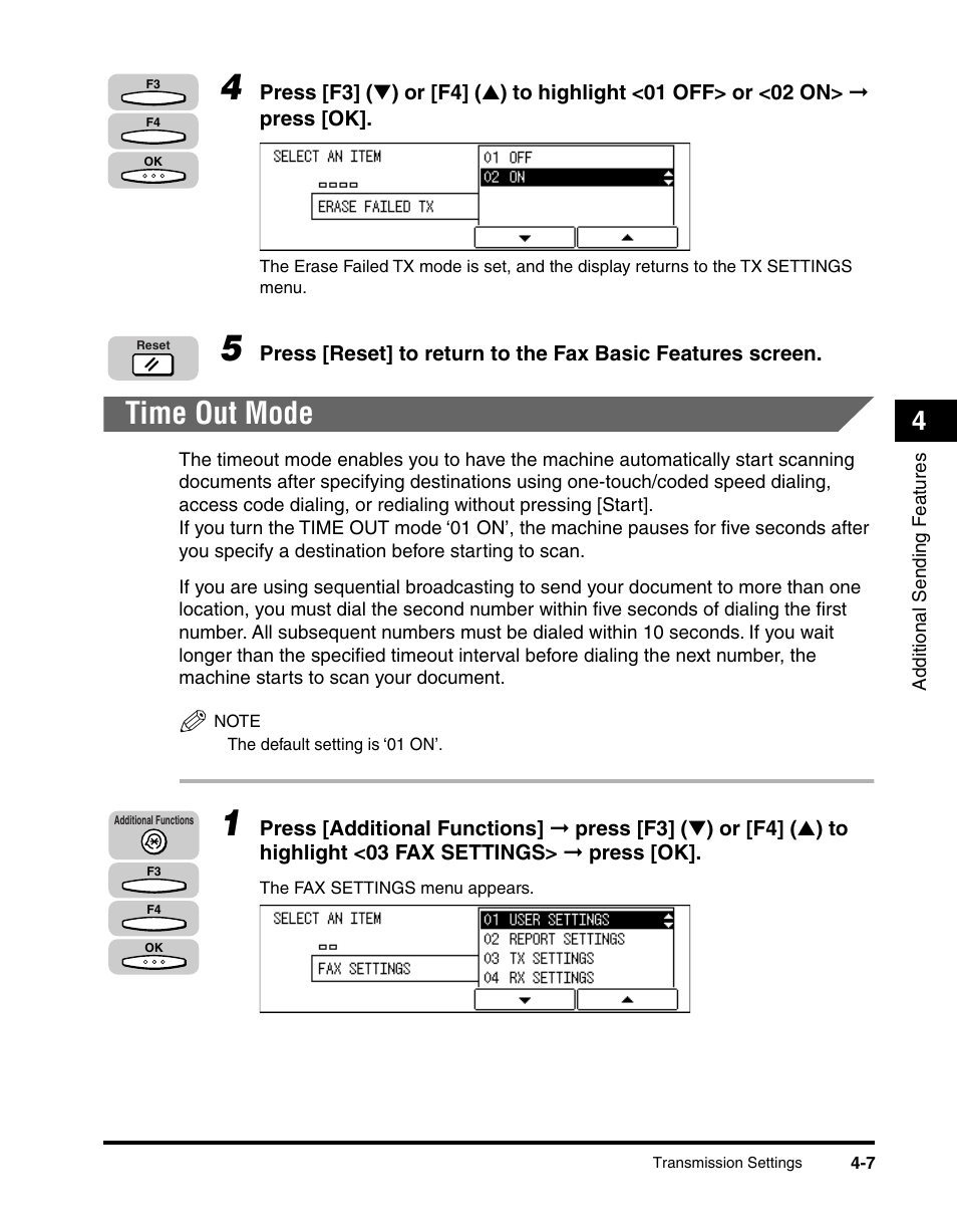 Time out mode, Time out mode -7, See “time out mode,” on p. 4-7.) | Canon IMAGERUNNER 2010F User Manual | Page 130 / 382