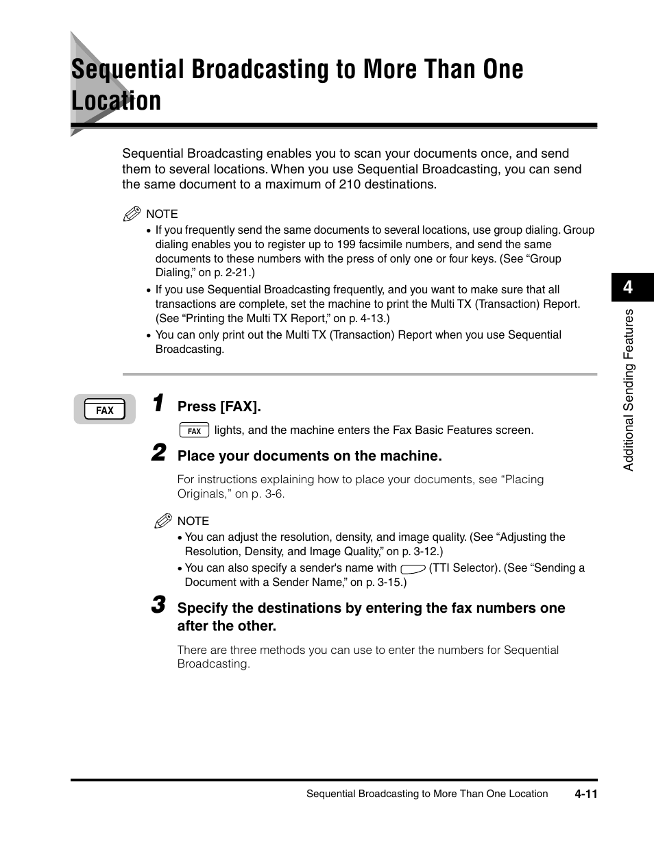 Sequential broadcasting to more than one location | Canon IMAGERUNNER 2010F User Manual | Page 134 / 382