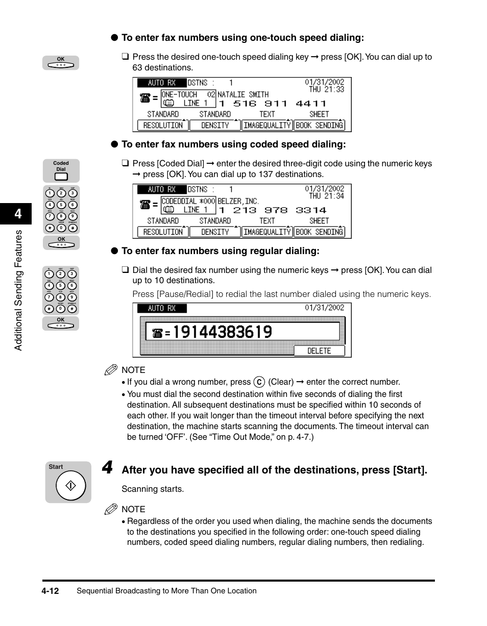 Additional sending f eatures, Sequential broadcasting to more than one location | Canon IMAGERUNNER 2010F User Manual | Page 135 / 382