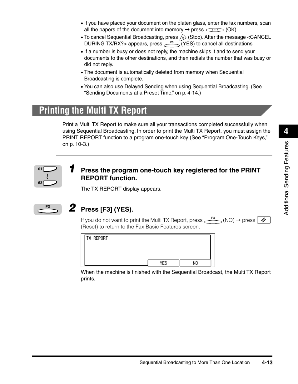 Printing the multi tx report, Printing the multi tx report -13, See “printing the multi tx report,” on p. 4-13.) | Canon IMAGERUNNER 2010F User Manual | Page 136 / 382