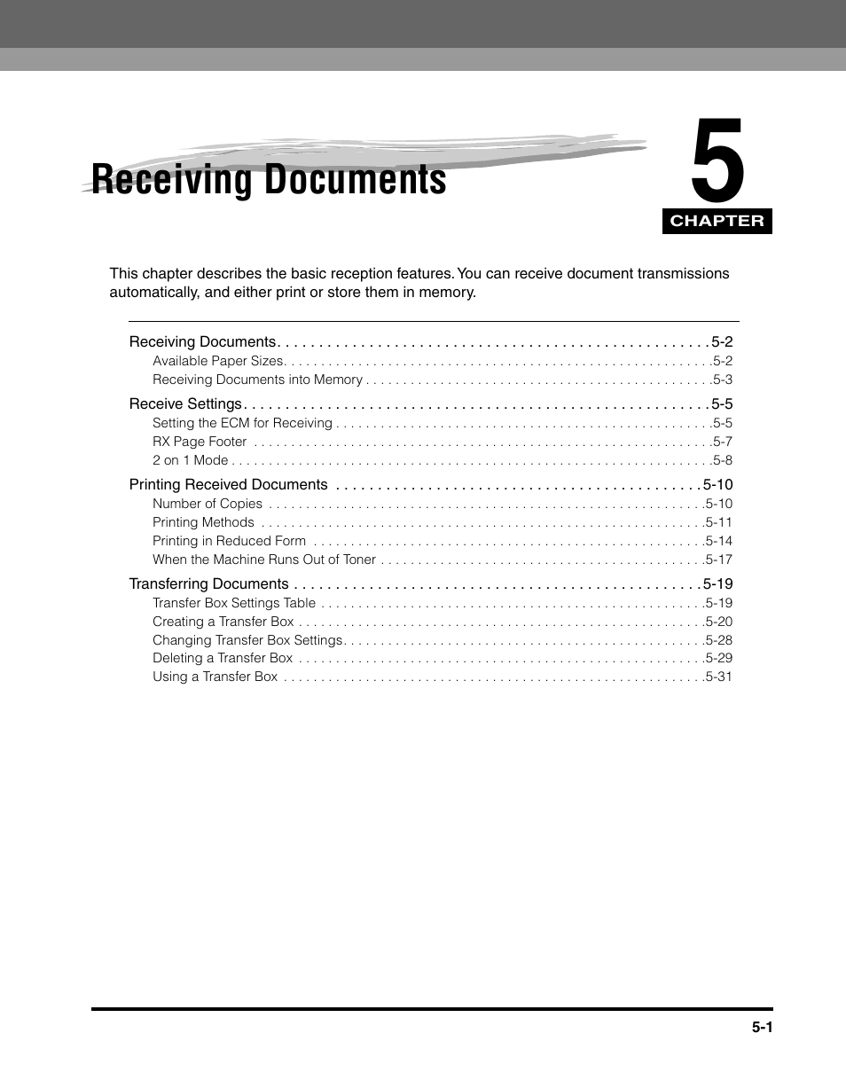 Receiving documents, Chapter 5 | Canon IMAGERUNNER 2010F User Manual | Page 154 / 382