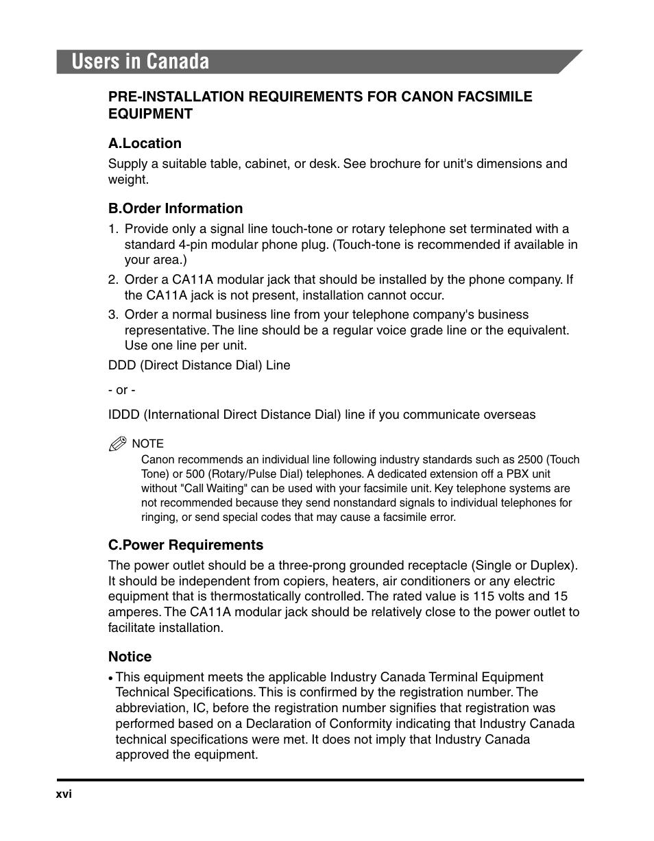 Users in canada | Canon IMAGERUNNER 2010F User Manual | Page 17 / 382