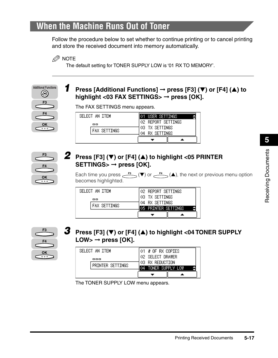 When the machine runs out of toner, When the machine runs out of toner -17 | Canon IMAGERUNNER 2010F User Manual | Page 170 / 382