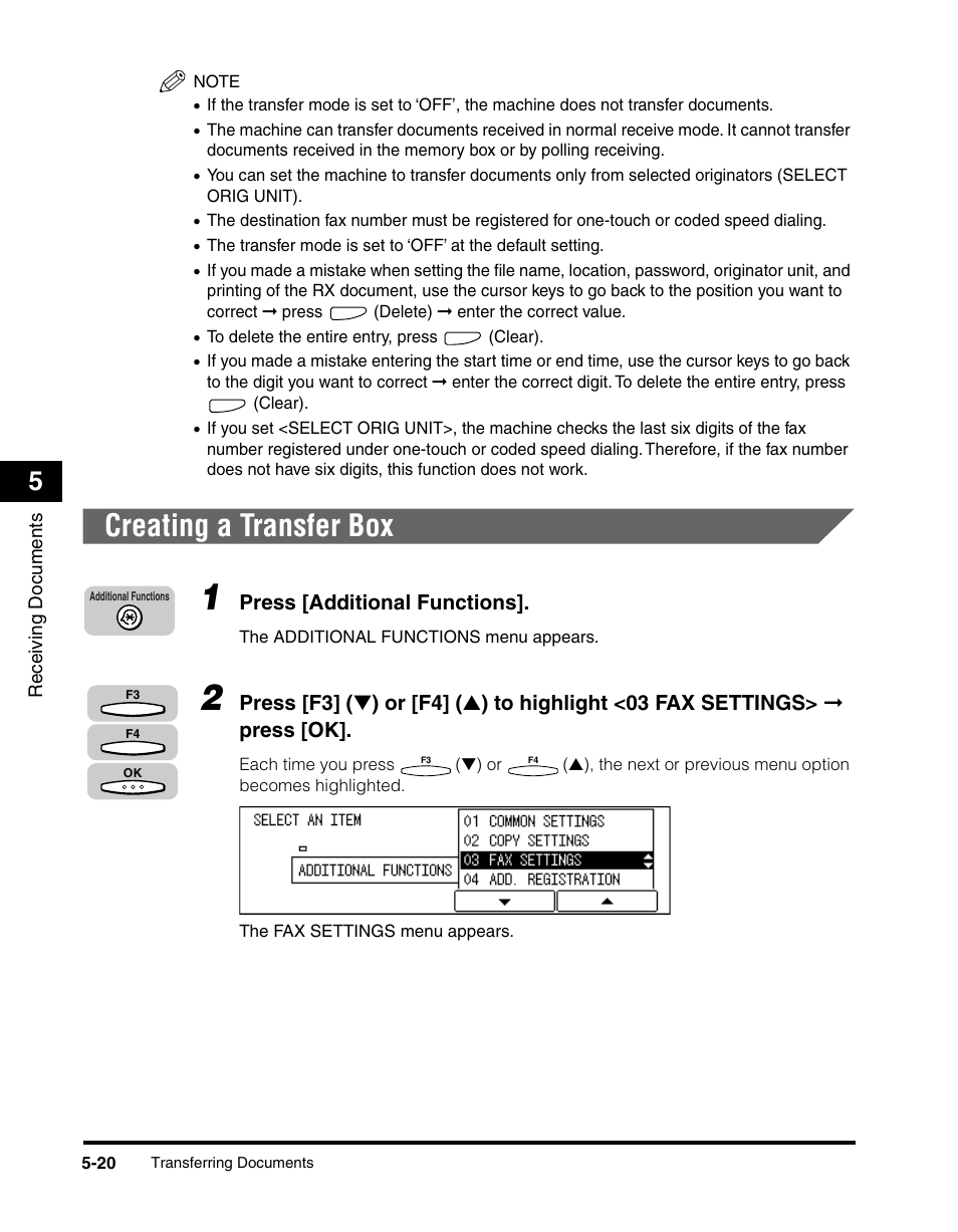 Creating a transfer box, Creating a transfer box -20 | Canon IMAGERUNNER 2010F User Manual | Page 173 / 382