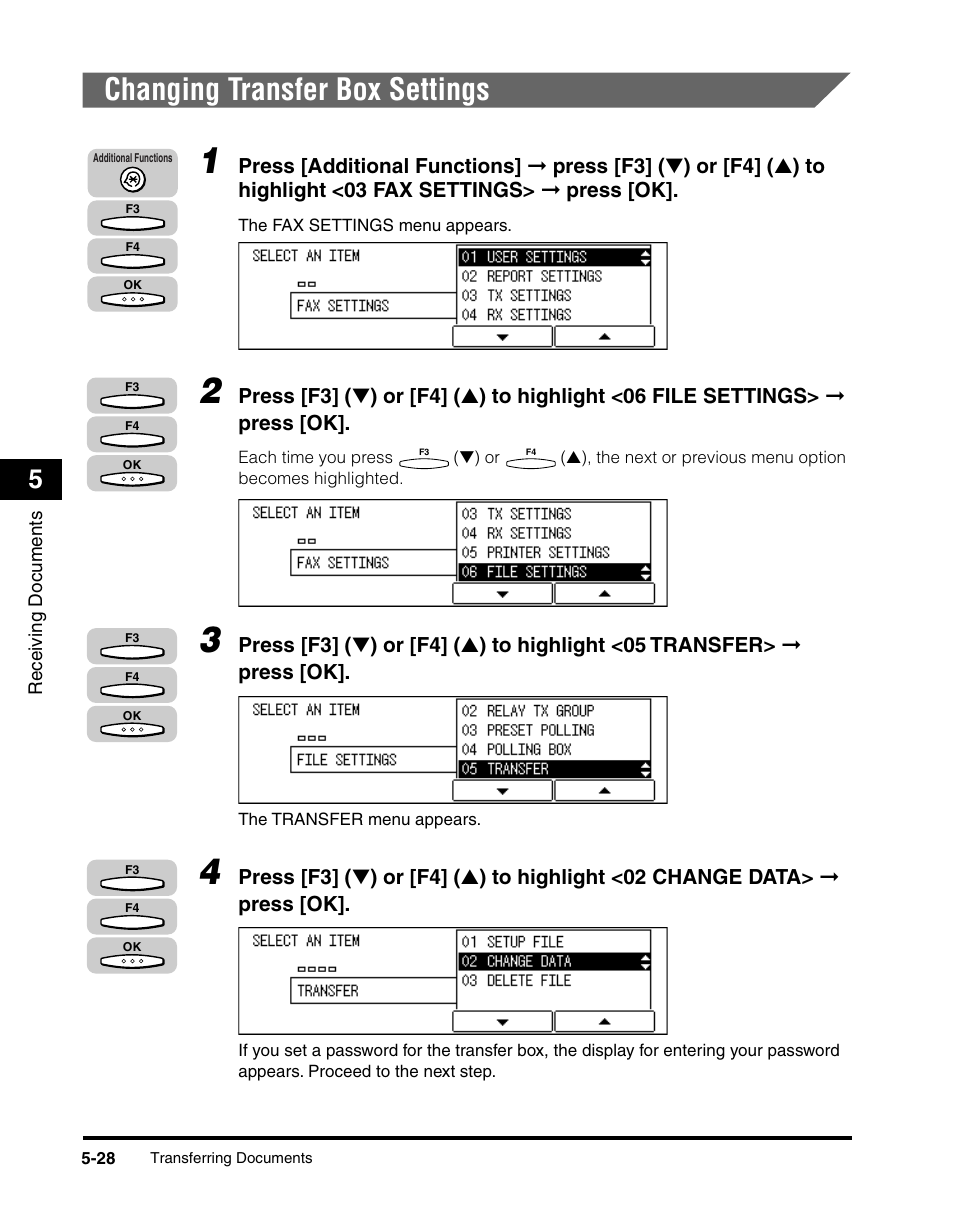 Changing transfer box settings, Changing transfer box settings -28 | Canon IMAGERUNNER 2010F User Manual | Page 181 / 382