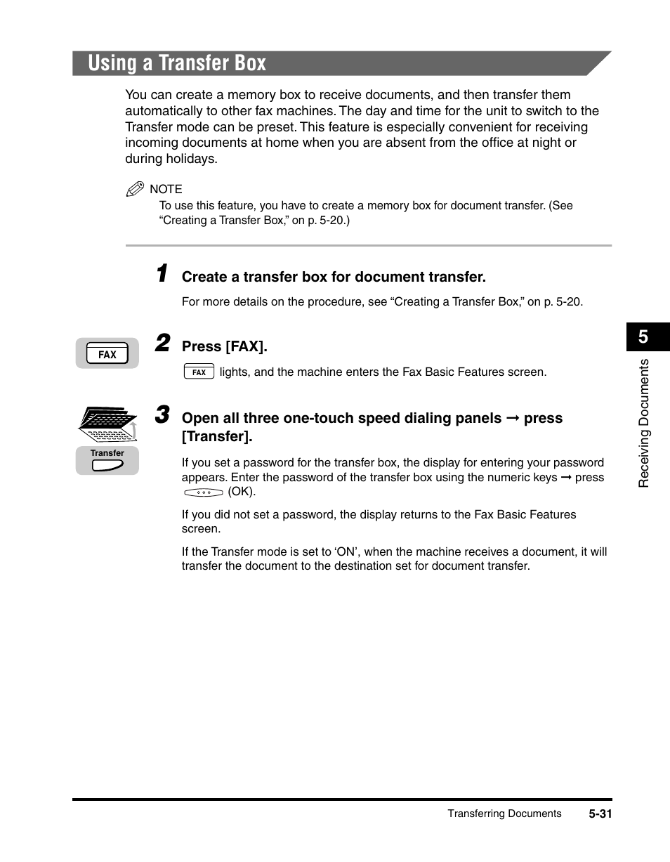 Using a transfer box, Using a transfer box -31 | Canon IMAGERUNNER 2010F User Manual | Page 184 / 382
