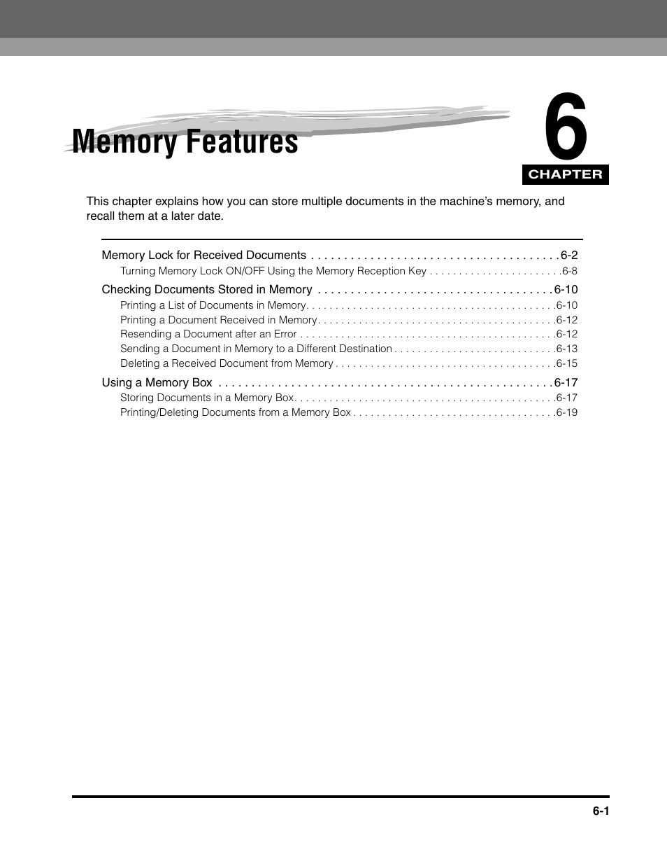 Memory features, Chapter 6 | Canon IMAGERUNNER 2010F User Manual | Page 186 / 382