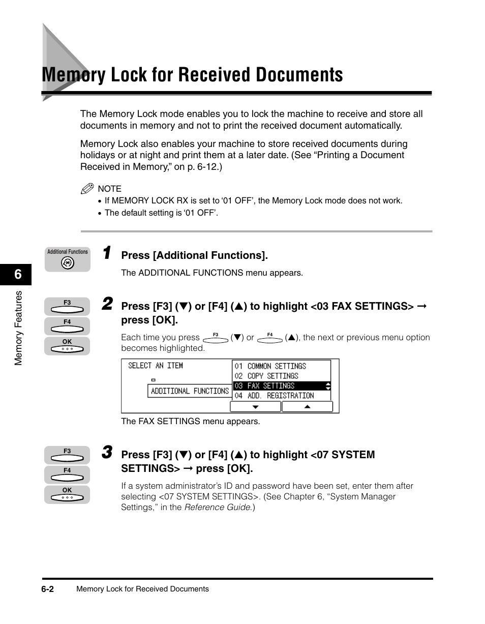 Memory lock for received documents, Memory lock for received documents -2 | Canon IMAGERUNNER 2010F User Manual | Page 187 / 382