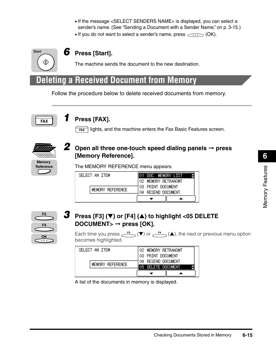 Deleting a received document from memory, Deleting a received document from memory -15 | Canon IMAGERUNNER 2010F User Manual | Page 200 / 382