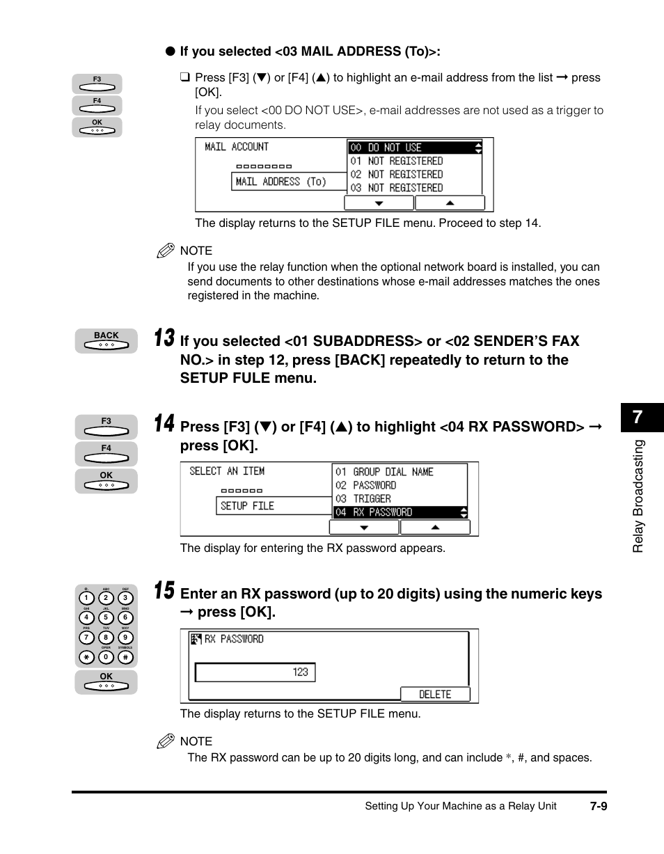 Rela y broadcasting, If you selected <03 mail address (to) | Canon IMAGERUNNER 2010F User Manual | Page 216 / 382
