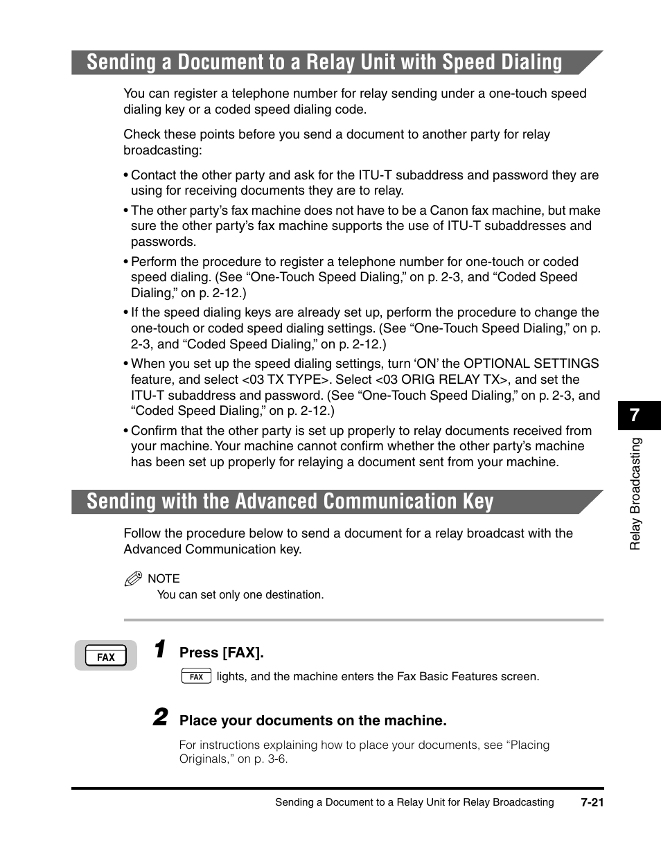 Sending with the advanced communication key | Canon IMAGERUNNER 2010F User Manual | Page 228 / 382