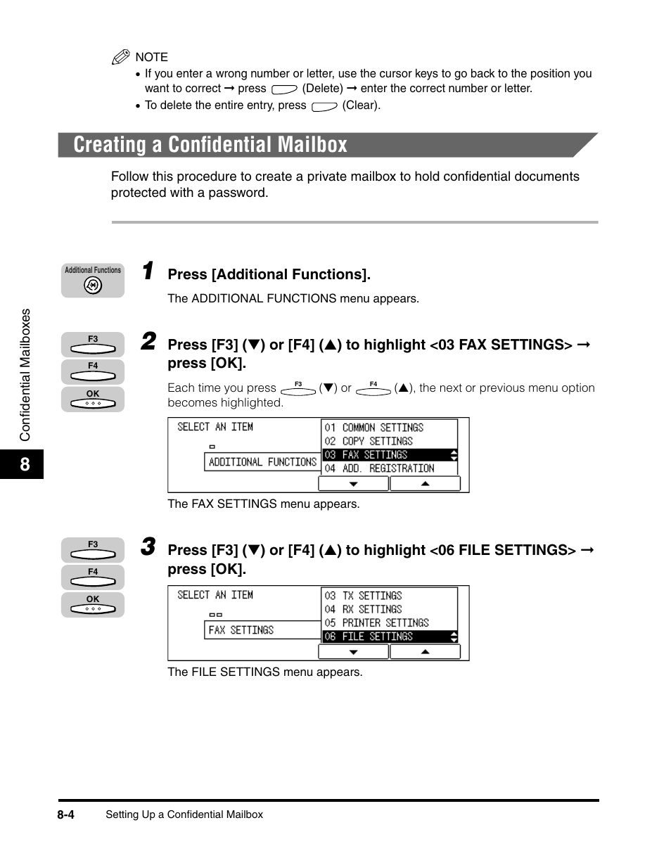 Creating a confidential mailbox, Creating a confidential mailbox -4 | Canon IMAGERUNNER 2010F User Manual | Page 235 / 382