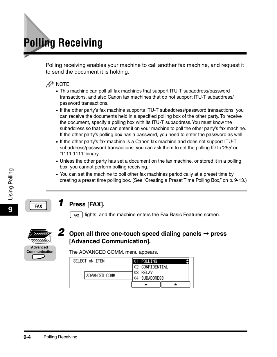 Polling receiving, Polling receiving -4 | Canon IMAGERUNNER 2010F User Manual | Page 255 / 382