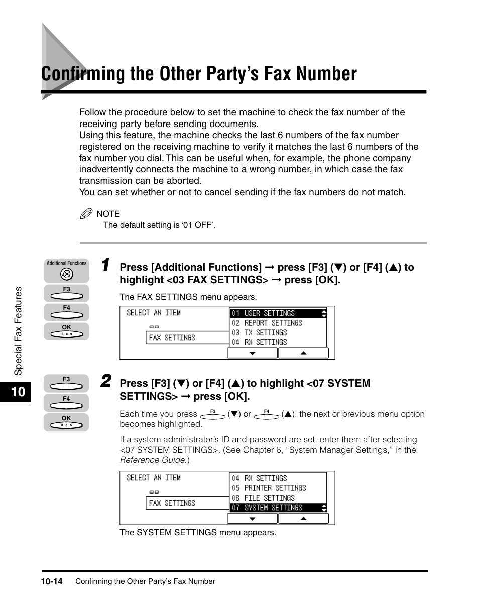 Confirming the other party’s fax number, Confirming the other party’s fax number -14 | Canon IMAGERUNNER 2010F User Manual | Page 297 / 382
