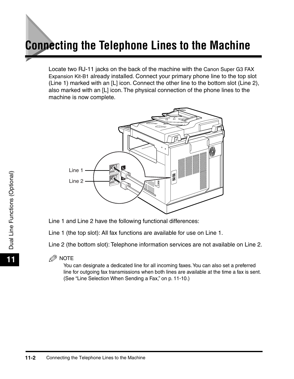 Connecting the telephone lines to the machine, Connecting the telephone lines to the machine -2 | Canon IMAGERUNNER 2010F User Manual | Page 307 / 382