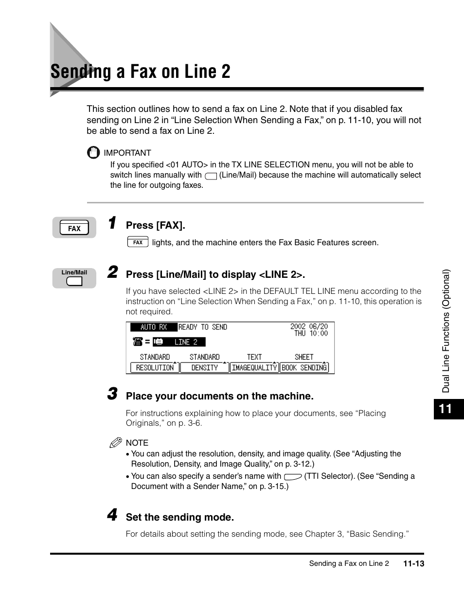 Sending a fax on line 2, Sending a fax on line 2 -13 | Canon IMAGERUNNER 2010F User Manual | Page 318 / 382