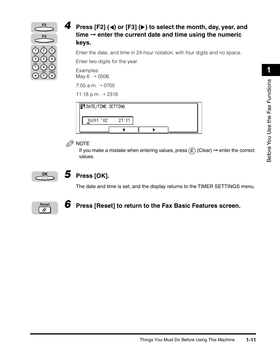 Press [ok, Bef ore y ou use the f ax functions | Canon IMAGERUNNER 2010F User Manual | Page 32 / 382