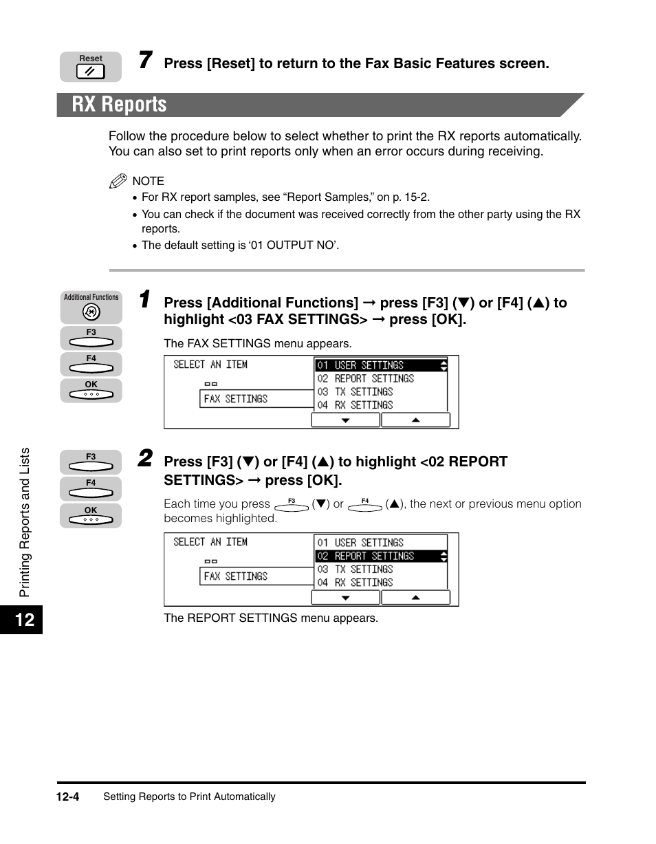 Rx reports, Rx reports -4 | Canon IMAGERUNNER 2010F User Manual | Page 325 / 382