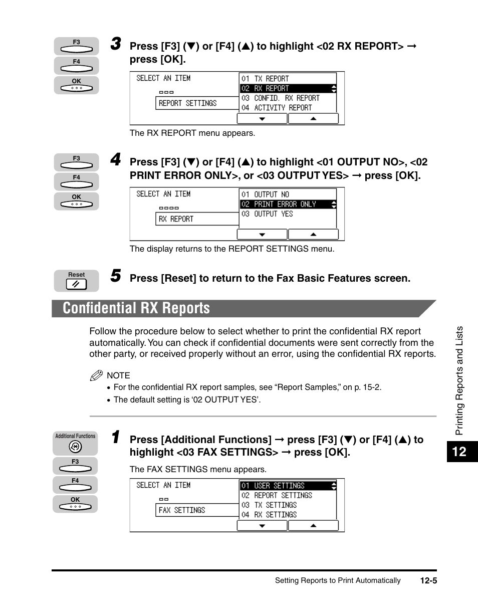 Confidential rx reports, Confidential rx reports -5, See “confidential rx reports,” on p. 12-5.) | Canon IMAGERUNNER 2010F User Manual | Page 326 / 382