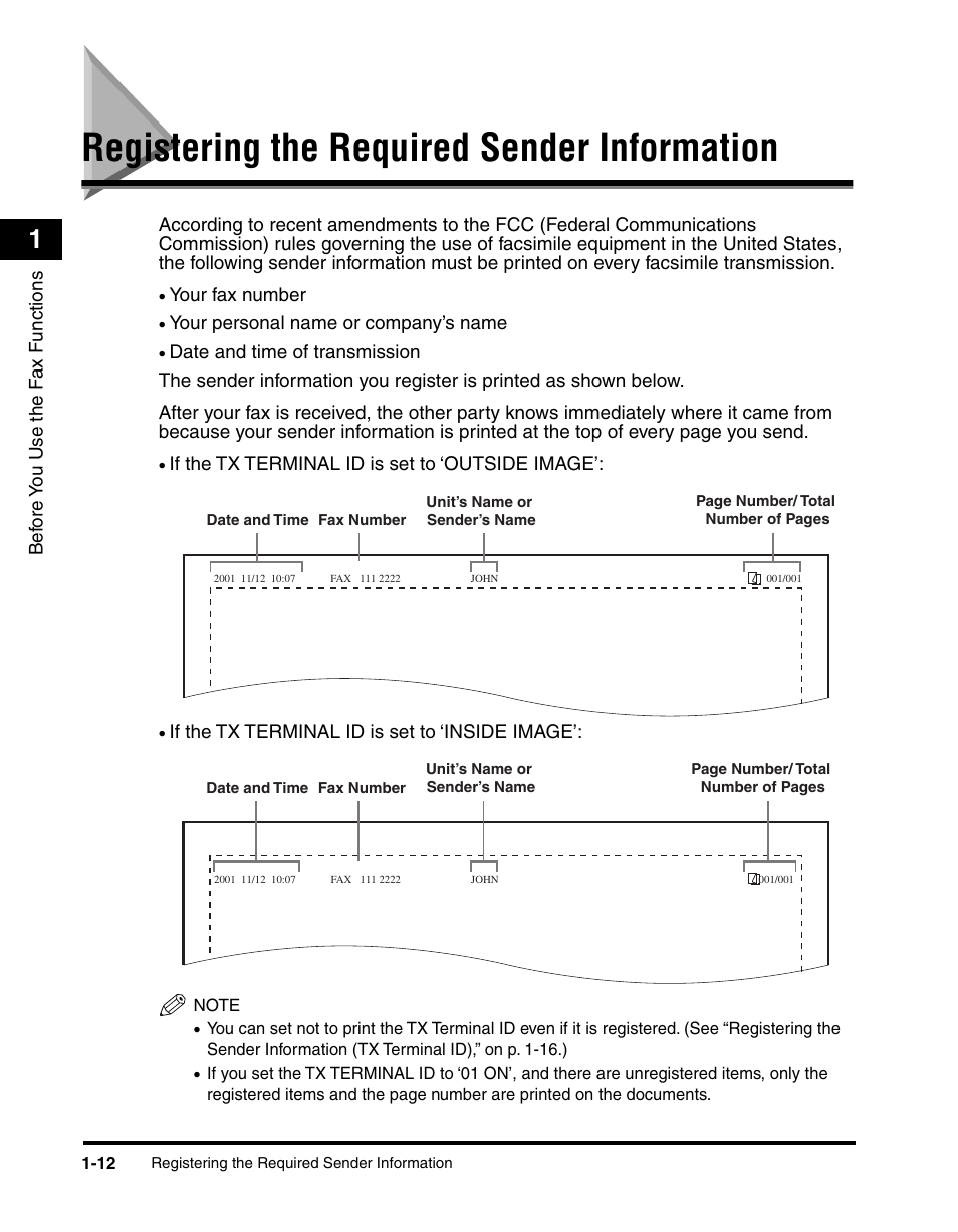 Registering the required sender information, Registering the required sender information -12 | Canon IMAGERUNNER 2010F User Manual | Page 33 / 382