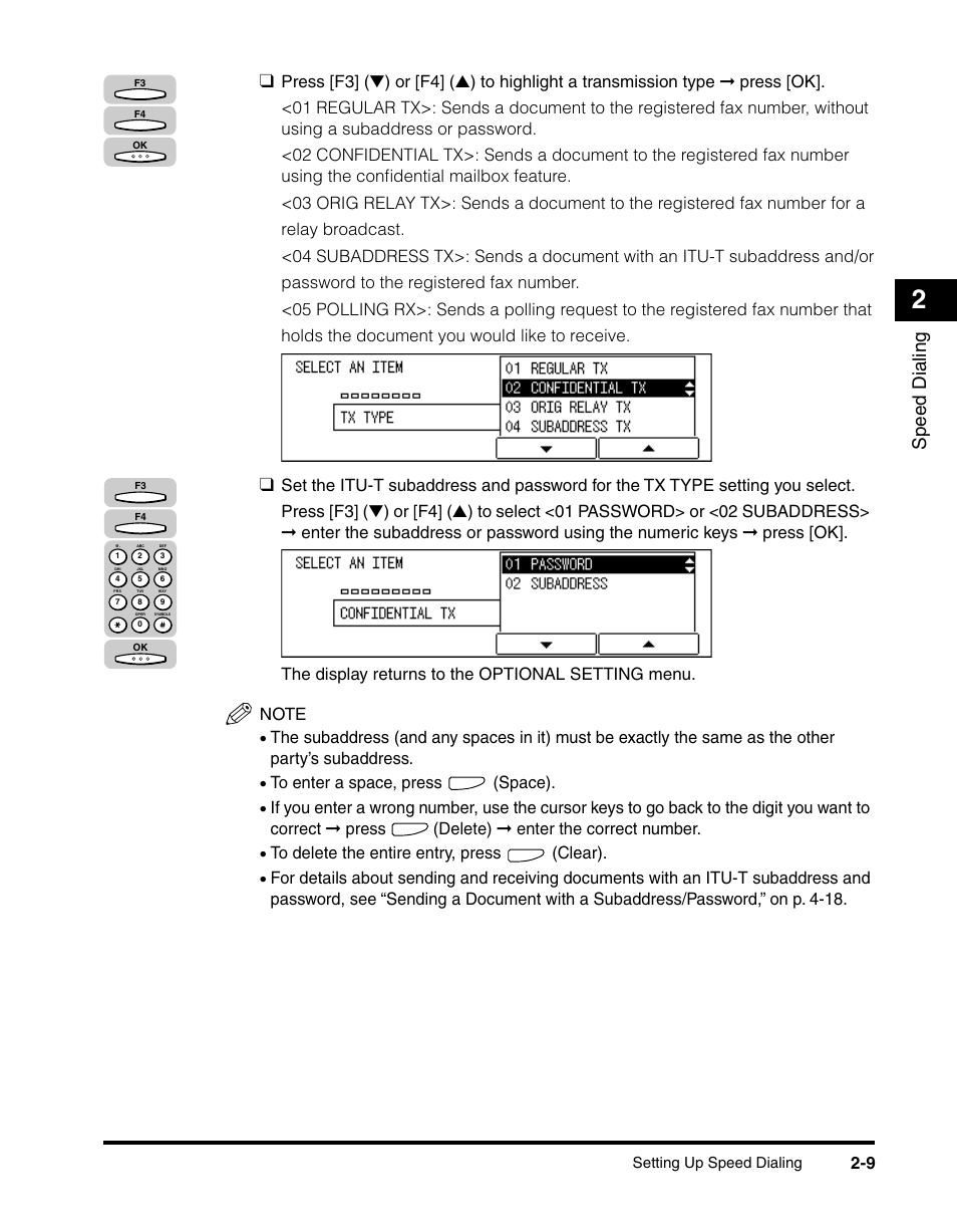 Speed dialing | Canon IMAGERUNNER 2010F User Manual | Page 54 / 382
