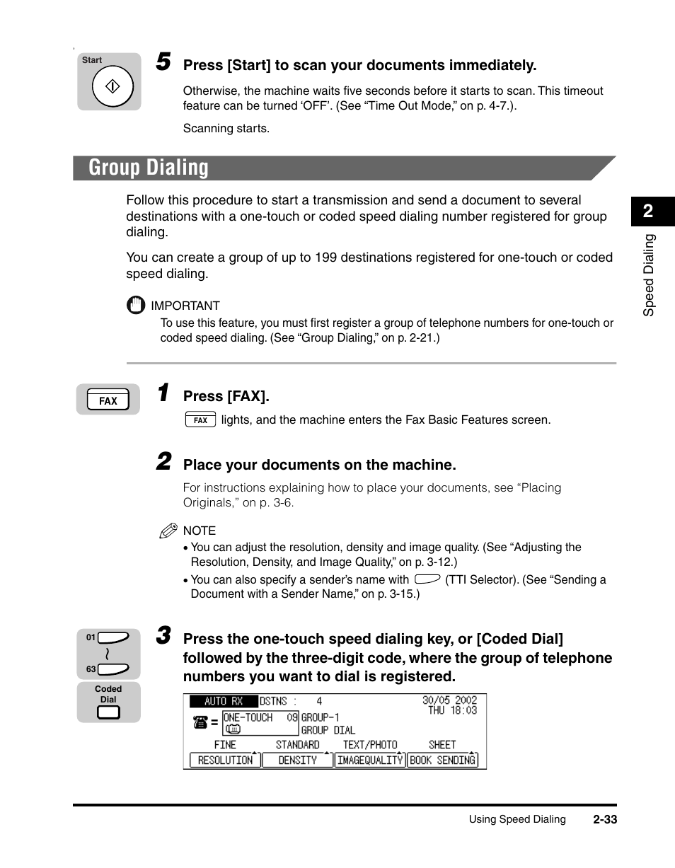 Group dialing, Group dialing -33 | Canon IMAGERUNNER 2010F User Manual | Page 78 / 382