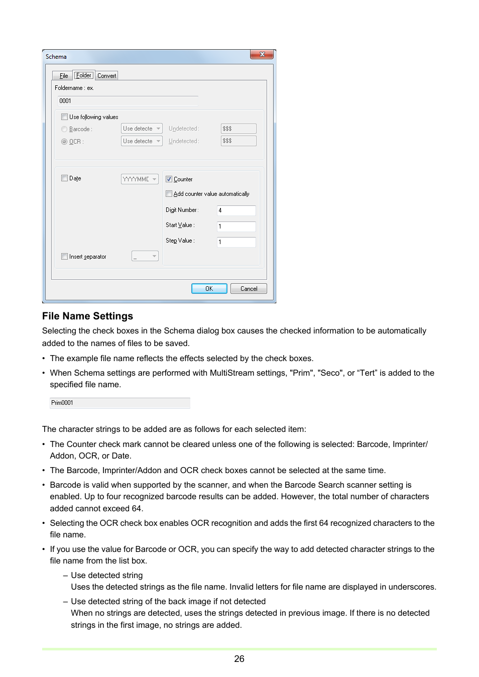 File name settings | Canon CAPTUREPERFECT 3.1 User Manual | Page 26 / 85