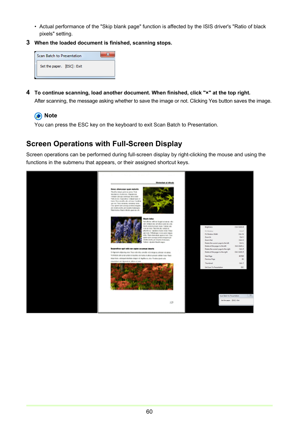 Screen operations with full-screen display | Canon CAPTUREPERFECT 3.1 User Manual | Page 60 / 85